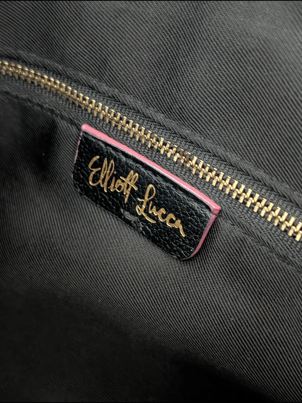 Elliott Lucca Black Leather Crossbody Bag with Gold Hardware